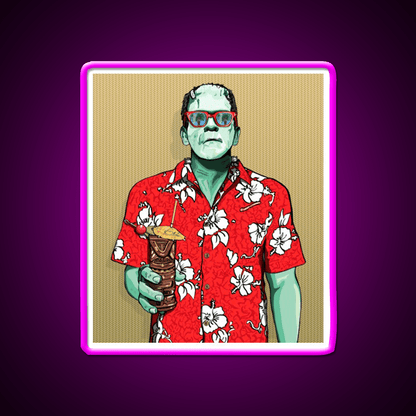 Tiki Frankenstein With Thatch Cocktail Bar Decor Led Neon Sign Rgb Color - Shineneon