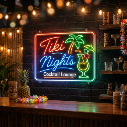 Tiki Nights Cocktail Lounge LED Neon Sign - 02 High-Converting Product Image