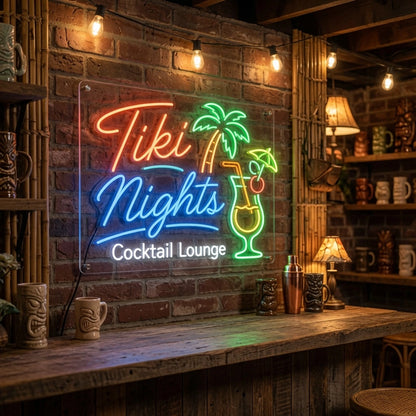 Tiki Nights Cocktail Lounge LED Neon Sign - 03 Real Lifestyle Scene