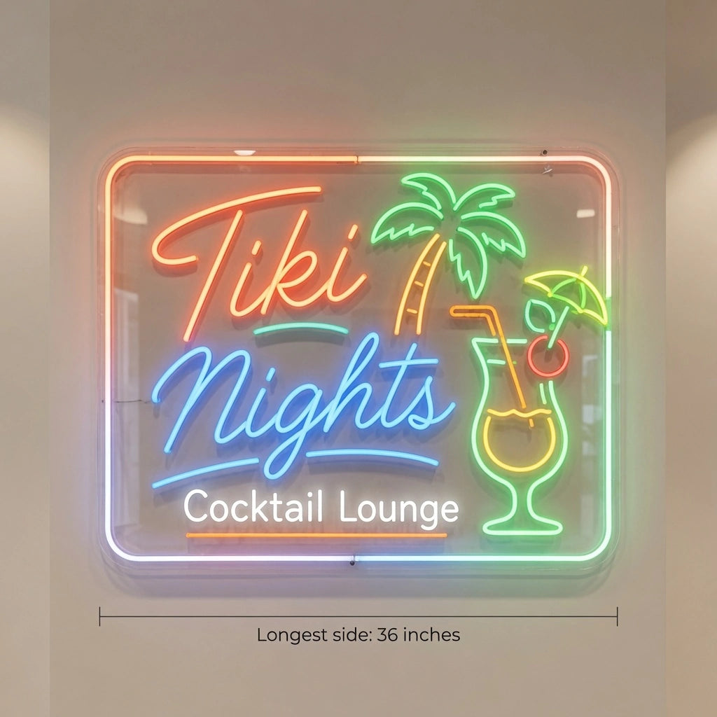 Tiki Nights Cocktail Lounge LED Neon Sign - 04 Size Image