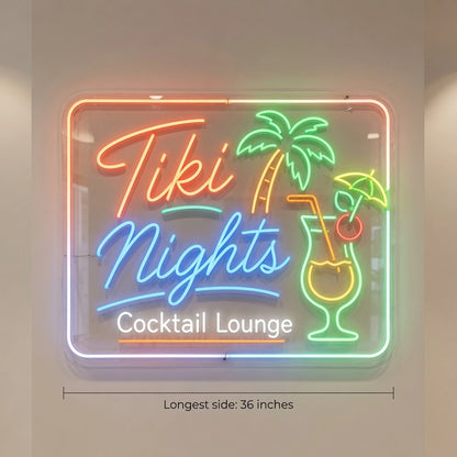 Tiki Nights Cocktail Lounge LED Neon Sign - 04 Size Image