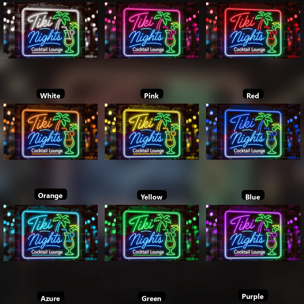 Tiki Nights Cocktail Lounge LED Neon Sign - 05 Color Grid