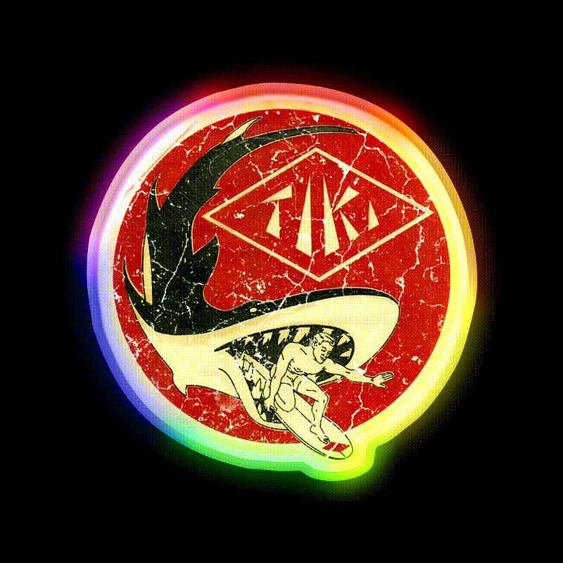 Tiki Shark Cocktail Bar Decor Led Neon Sign Rgb Color - LED neon sign close-up detail