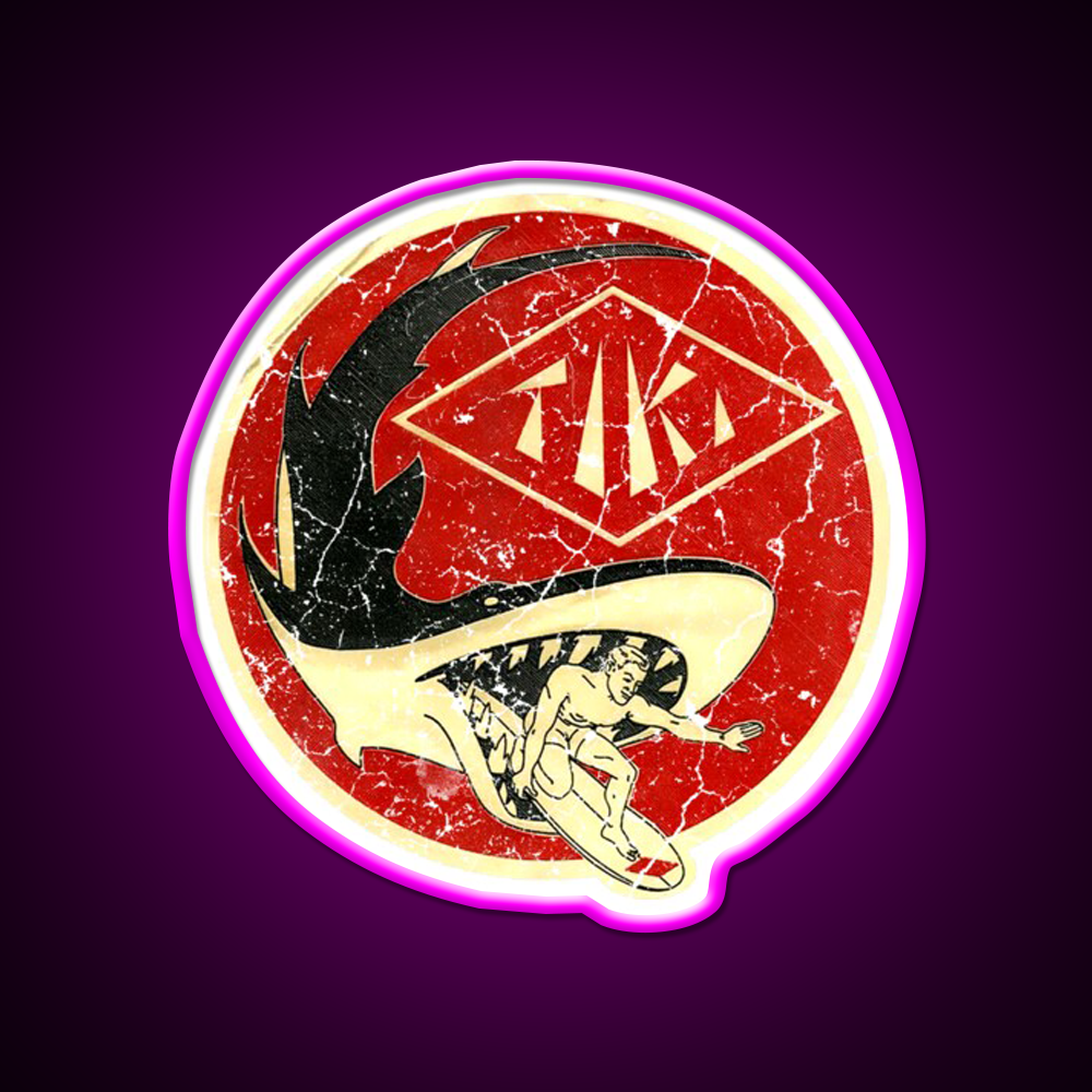 Tiki Shark Cocktail Bar Decor Led Neon Sign Rgb Color - Neon sign mounted on wall in room