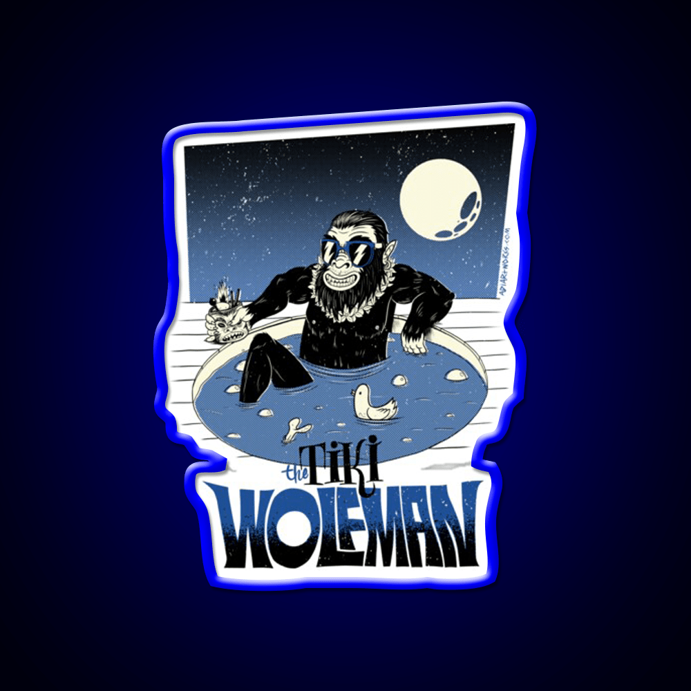 Tiki Wolfman Cocktail Bar Decor Led Neon Sign Rgb Color - Shineneon