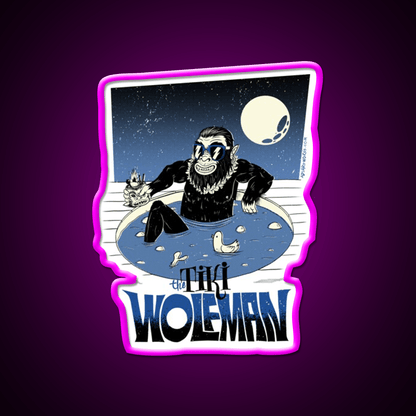 Tiki Wolfman Cocktail Bar Decor Led Neon Sign Rgb Color - Shineneon