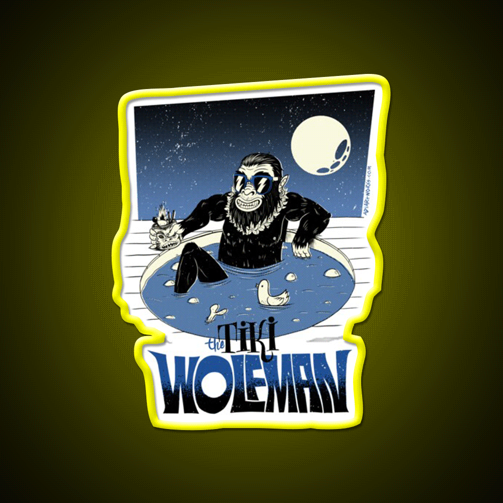 Tiki Wolfman Cocktail Bar Decor Led Neon Sign Rgb Color - Custom LED neon sign front view