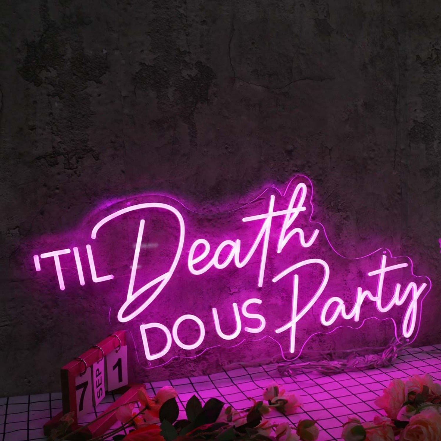 Til Death Do Us Party Purple Neon Sign For Fun And Party Spaces | Shineneon