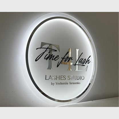 Time For Lash Studio Acrylic Business Logo Sign - Shineneon