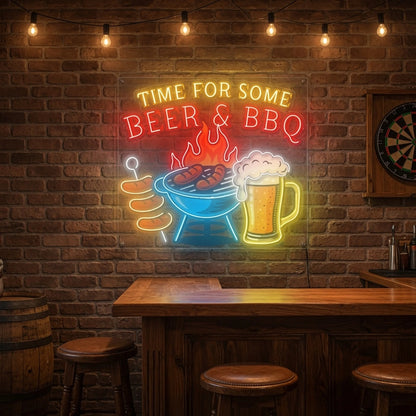 Time For Some Beer And Bbq Wall Decor LED Neon Sign - 02 High-Converting Product Image