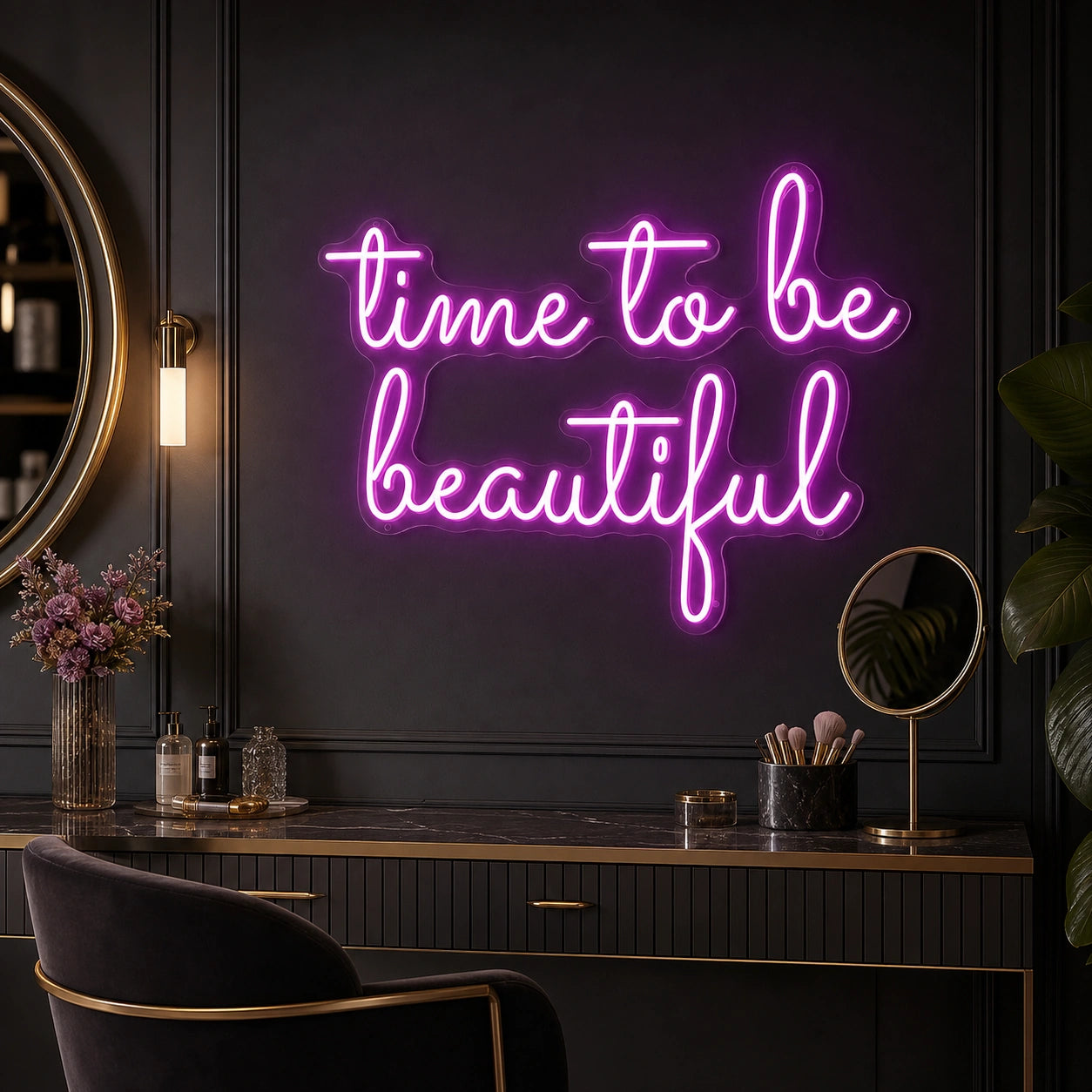 Time To Be Beautiful LED Neon Sign Garage Man Cave Neon Sign size image