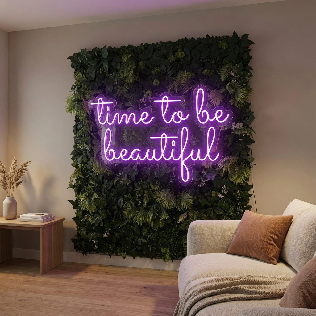 Time To Be Beautiful LED Neon Sign Wall Neon Sign - 03 Real Lifestyle Scene