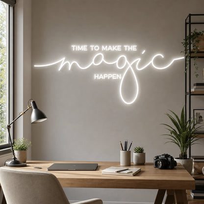 Time To Make The Magic Happen LED Neon Sign Garage Man Cave Neon Sign real lifestyle scene