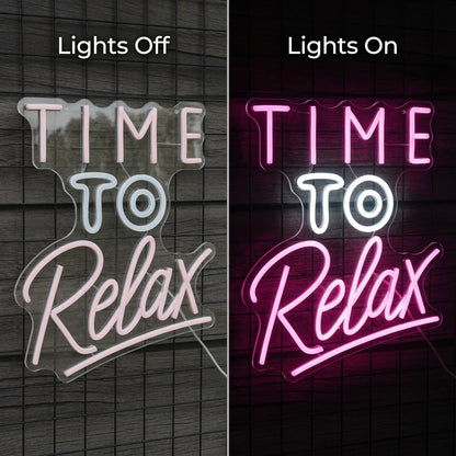 Time To Relax LED Neon Sign - 06 Day Night Comparison