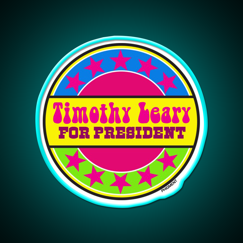 Timothy Leary For President Hemp Inspired Green Leaf Led Neon Sign Rgb Color - Size and dimension reference