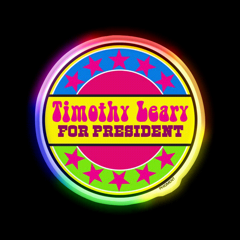 Timothy Leary For President Hemp Inspired Green Leaf Led Neon Sign Rgb Color - LED neon sign close-up detail
