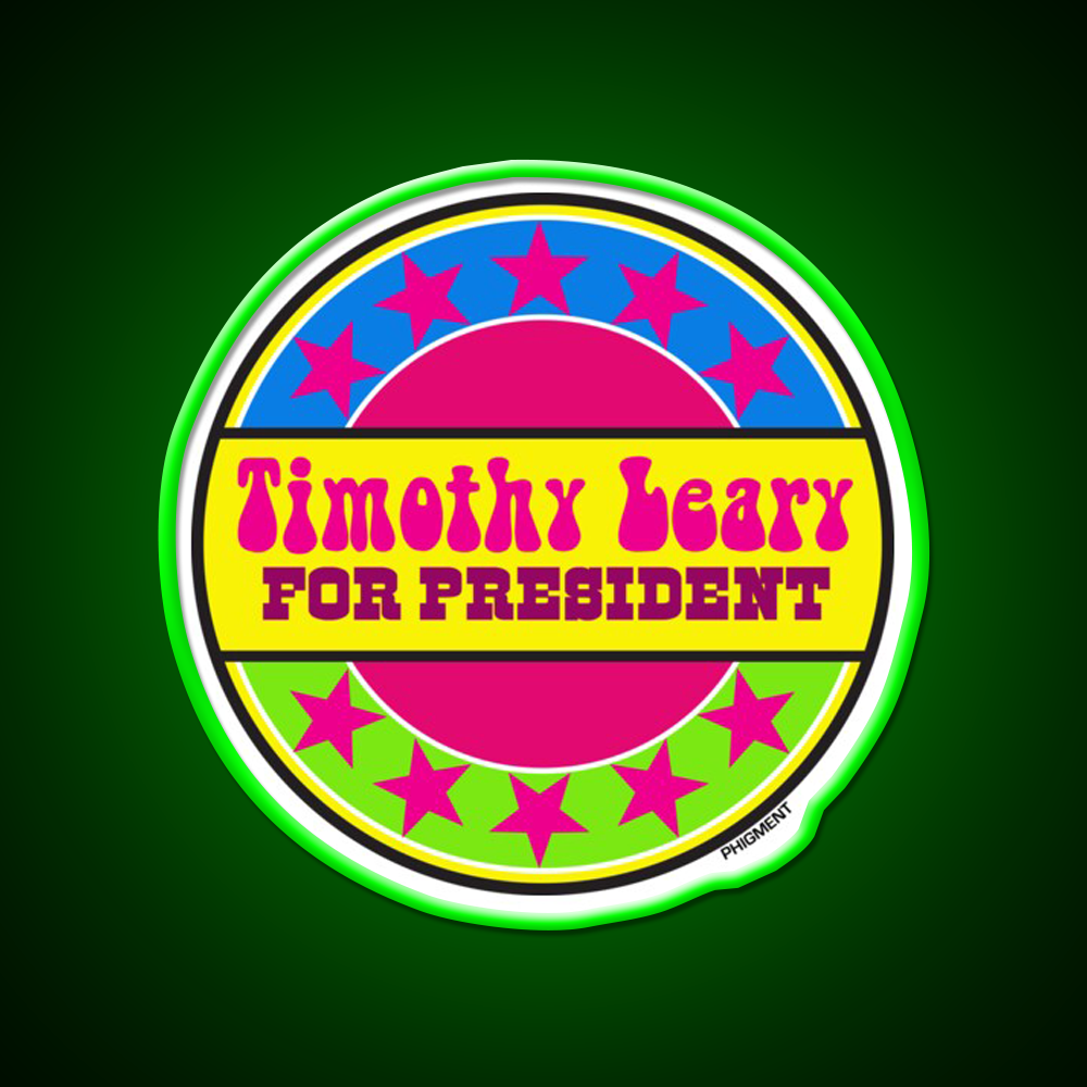 Timothy Leary For President Hemp Inspired Green Leaf Led Neon Sign Rgb Color - LED neon sign view 8