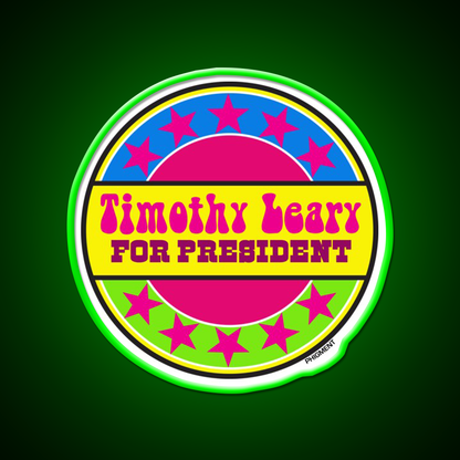 Timothy Leary For President Hemp Inspired Green Leaf Led Neon Sign Rgb Color - LED neon sign view 8
