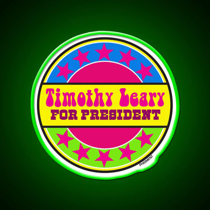 Timothy Leary For President Hemp Inspired Green Leaf Led Neon Sign Rgb Color - Shineneon