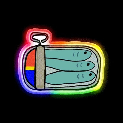 Tin Of Sardines Snack Food Led Neon Sign Rgb Color - LED neon sign close-up detail