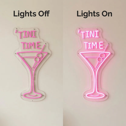 Tini Time LED Neon Sign - 06 Day Night Comparison