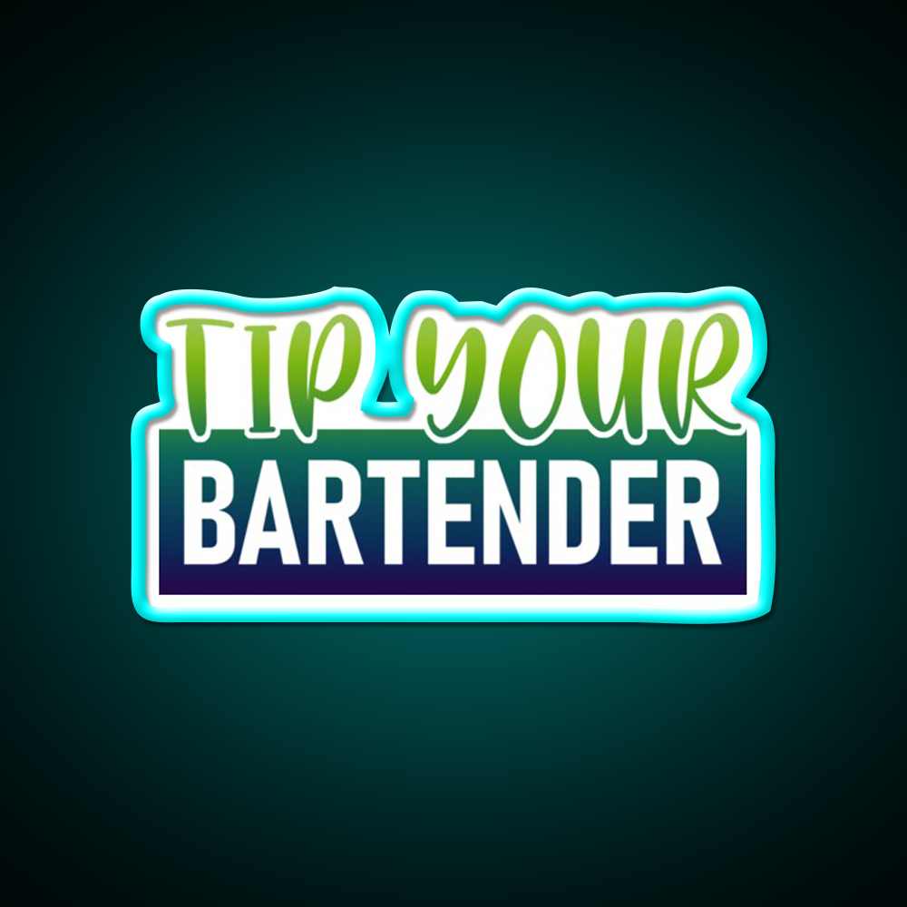 Tip Your Bartender Funny Bartender Cocktail Bar Decor Led Neon Sign Rgb Color - Size and dimension reference