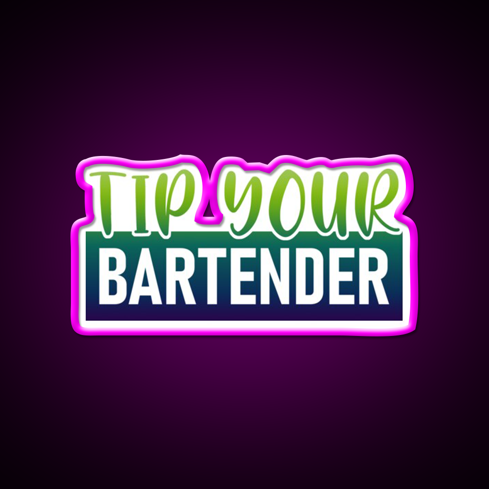 Tip Your Bartender Funny Bartender Cocktail Bar Decor Led Neon Sign Rgb Color - Neon sign mounted on wall in room