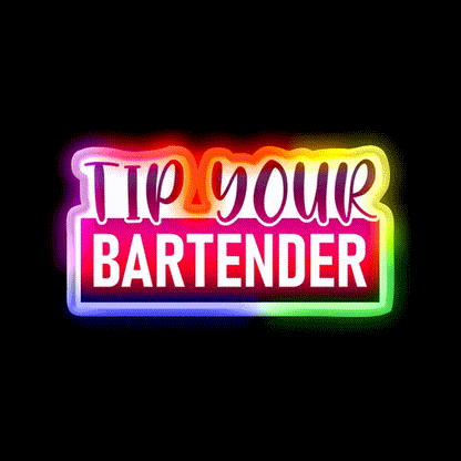 Tip Your Bartender Funny Man Cave Bar Led Neon Sign Rgb Color