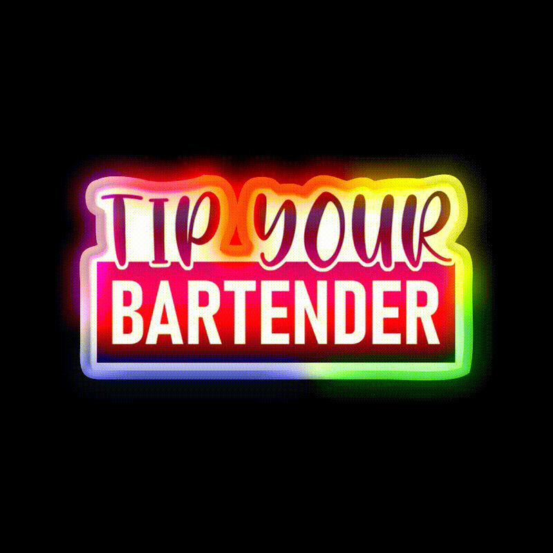Tip Your Bartender Funny Man Cave Bar Led Neon Sign Rgb Color
