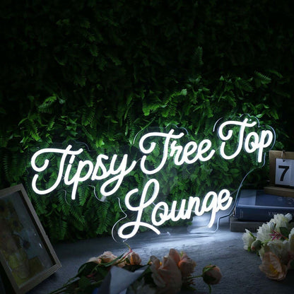 Tipsy Tree Top Lounge White Led Neon Sign - Shineneon