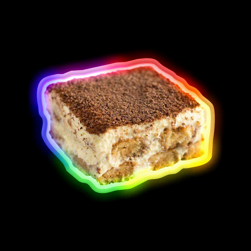 Tiramisu Snack Food Led Neon Sign Rgb Color - LED neon sign close-up detail