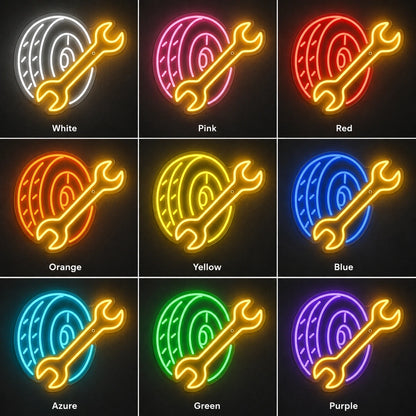 Tire Wrench Neon Sign LED Neon Sign color grid