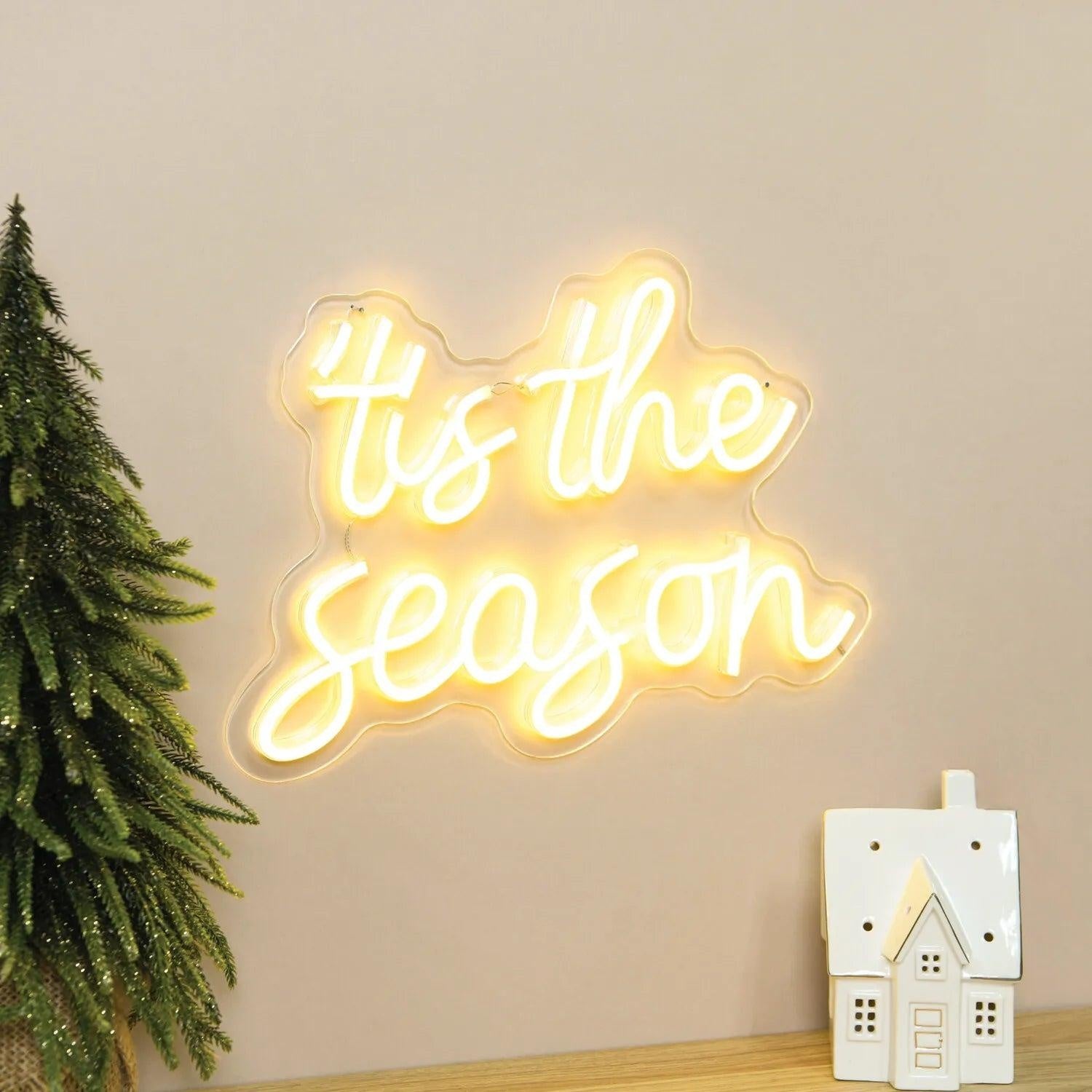 Tis The Season Warm Golden Glow Led Neon Sign For Indoor Christmas Decor | Shineneon
