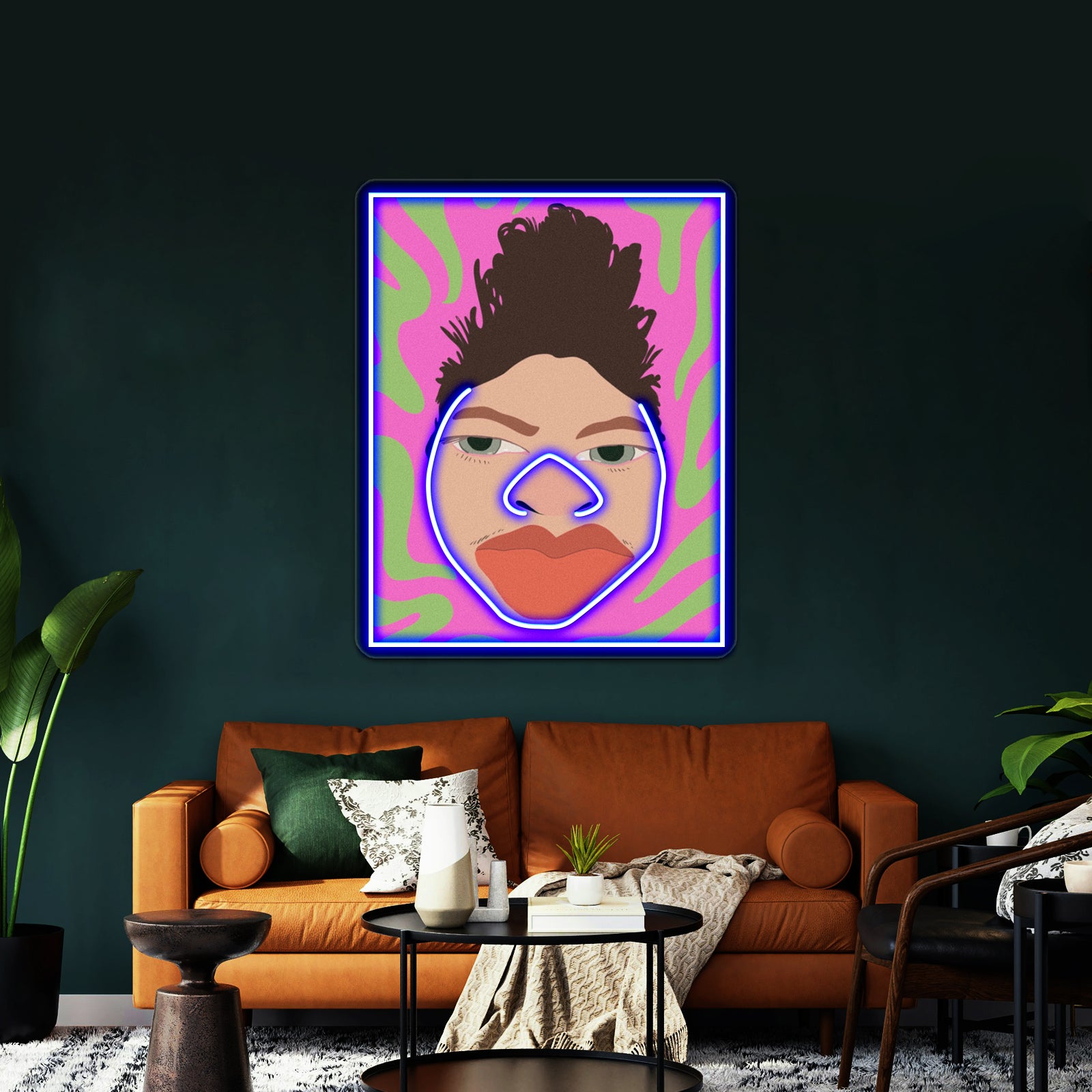 Tj Mack Fan Art With Pink And Green Background Artwork Neon Signs | Shineneon