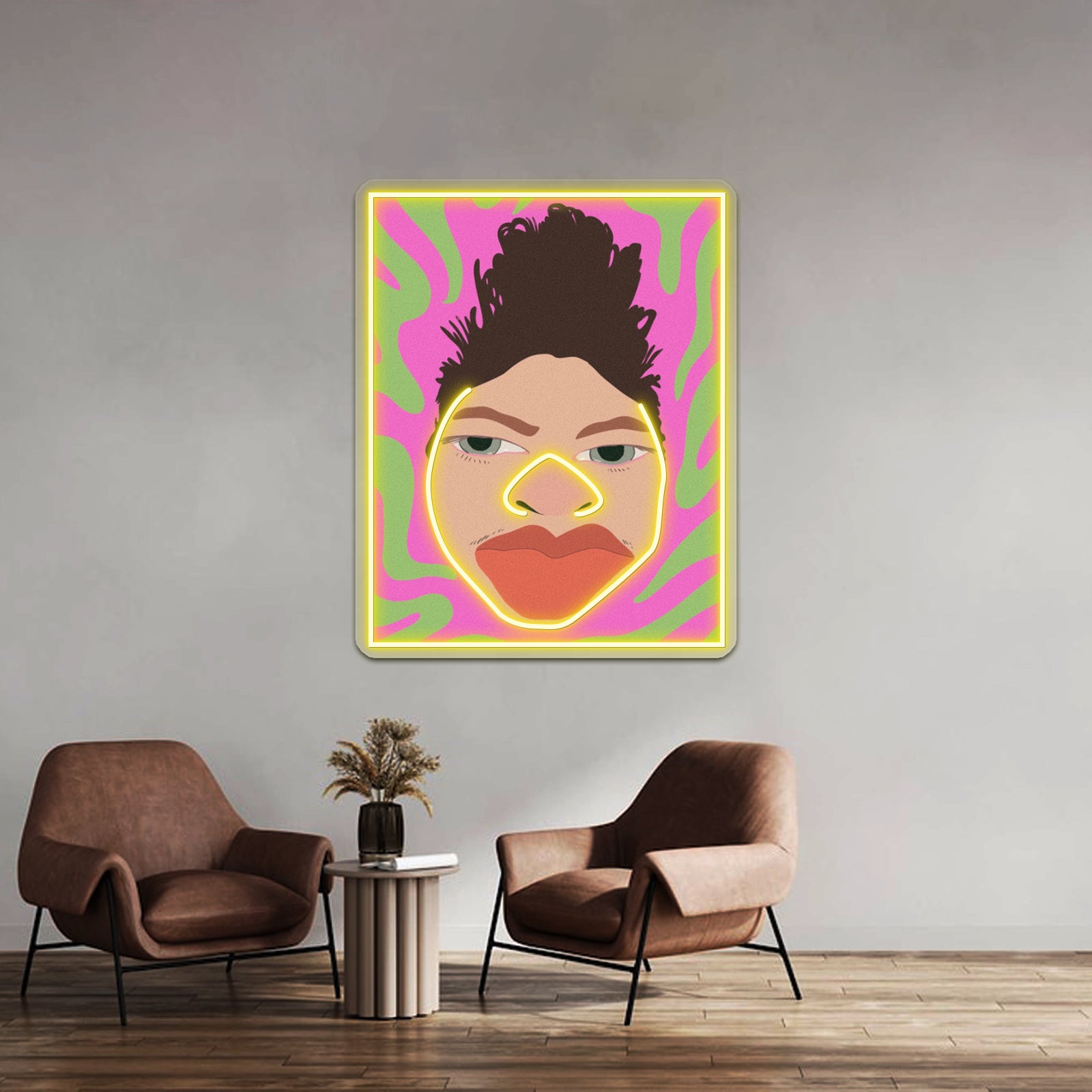 Tj Mack Fan Art With Pink And Green Background Artwork Neon Signs | Shineneon