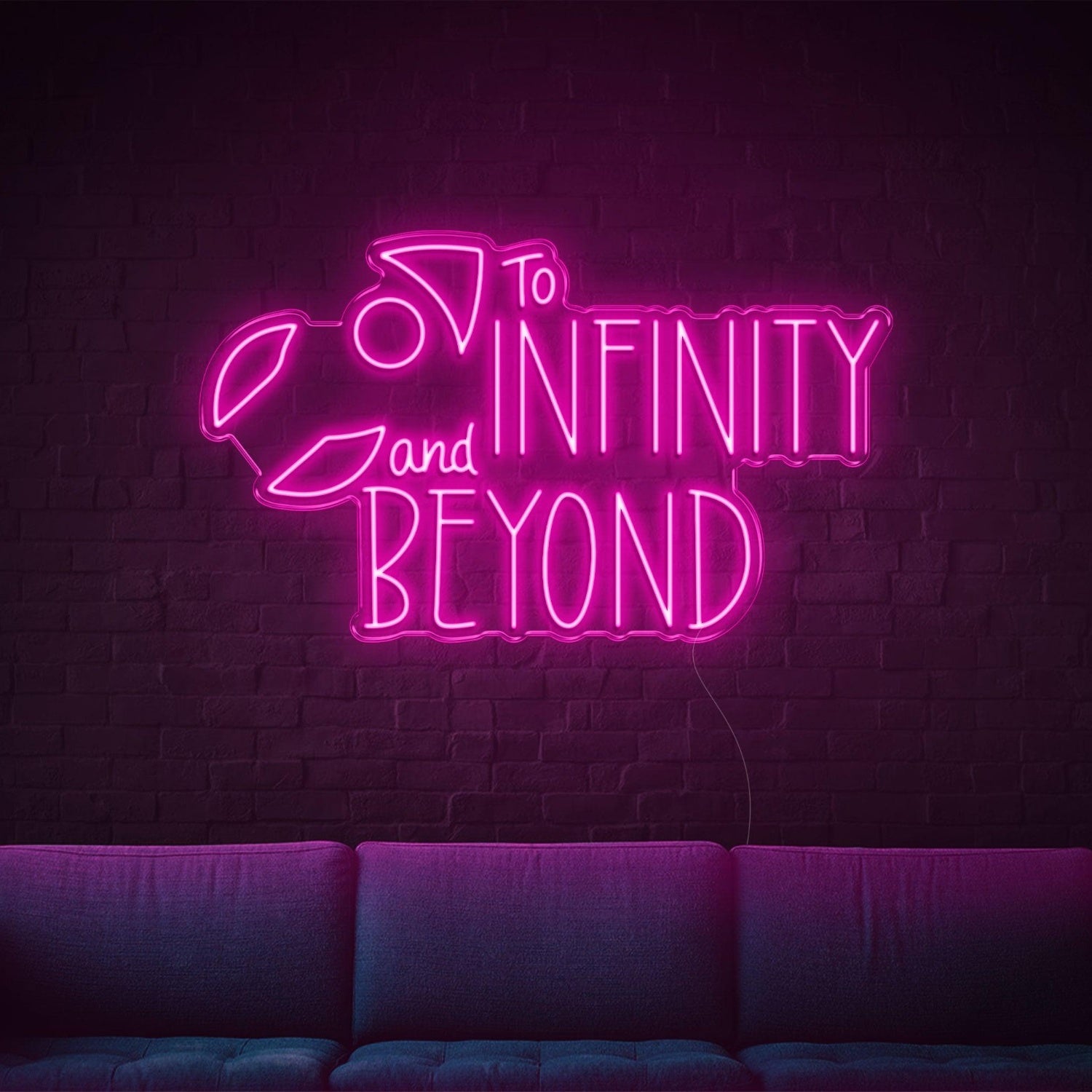 To Infinity And Beyond Blue Led Neon Sign With Spaceship For Modern Indoor Decor | Shineneon