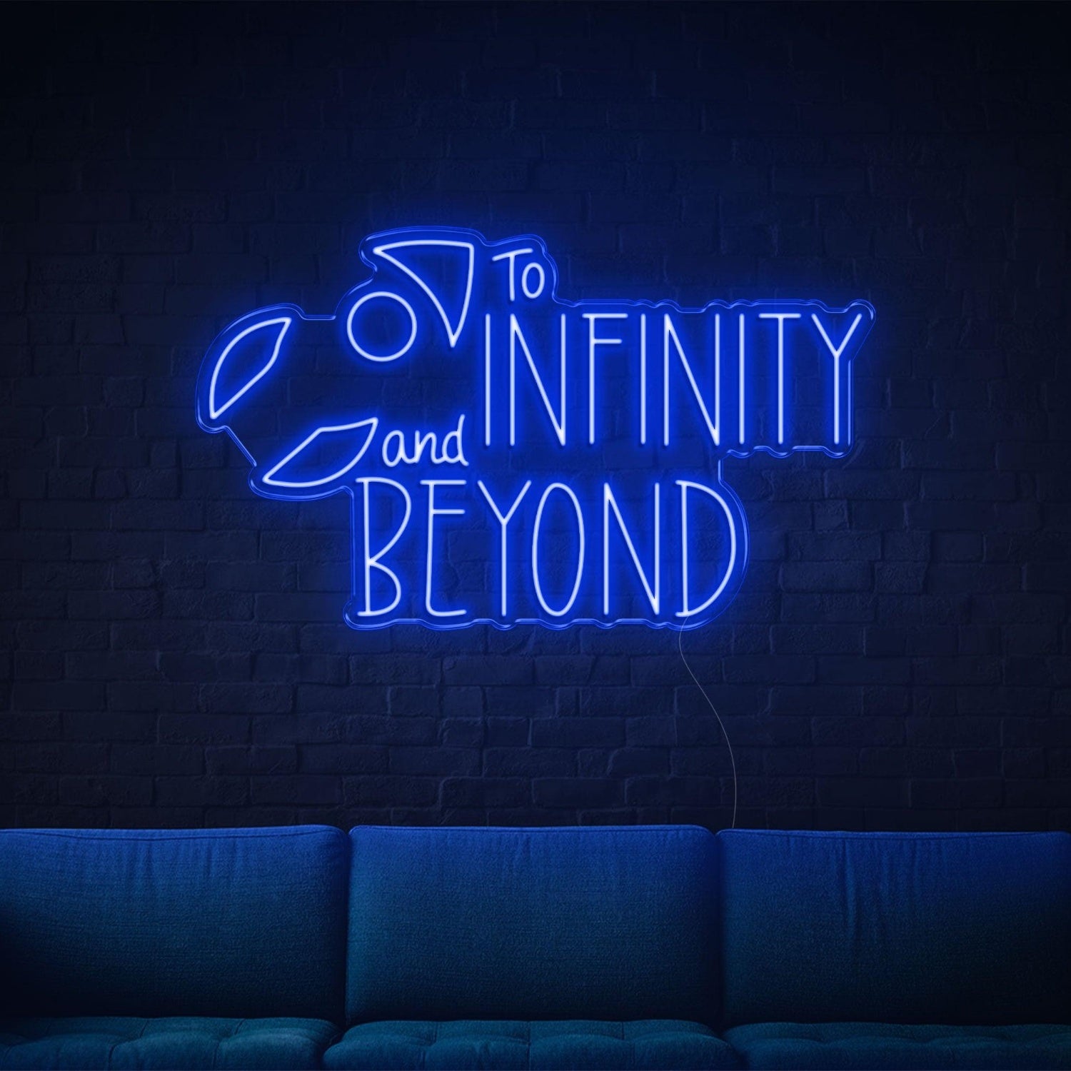 To Infinity And Beyond Blue Led Neon Sign With Spaceship For Modern Indoor Decor | Shineneon
