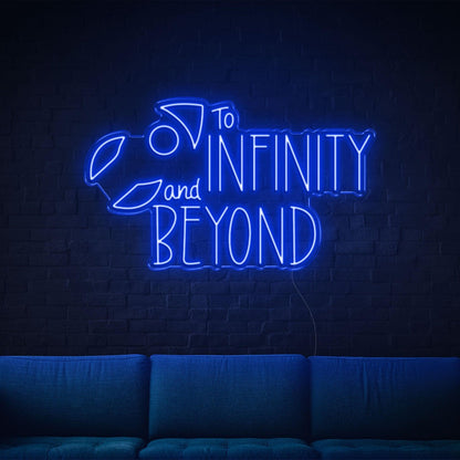 To Infinity And Beyond Blue Led Neon Sign With Spaceship For Modern Indoor Decor | Shineneon