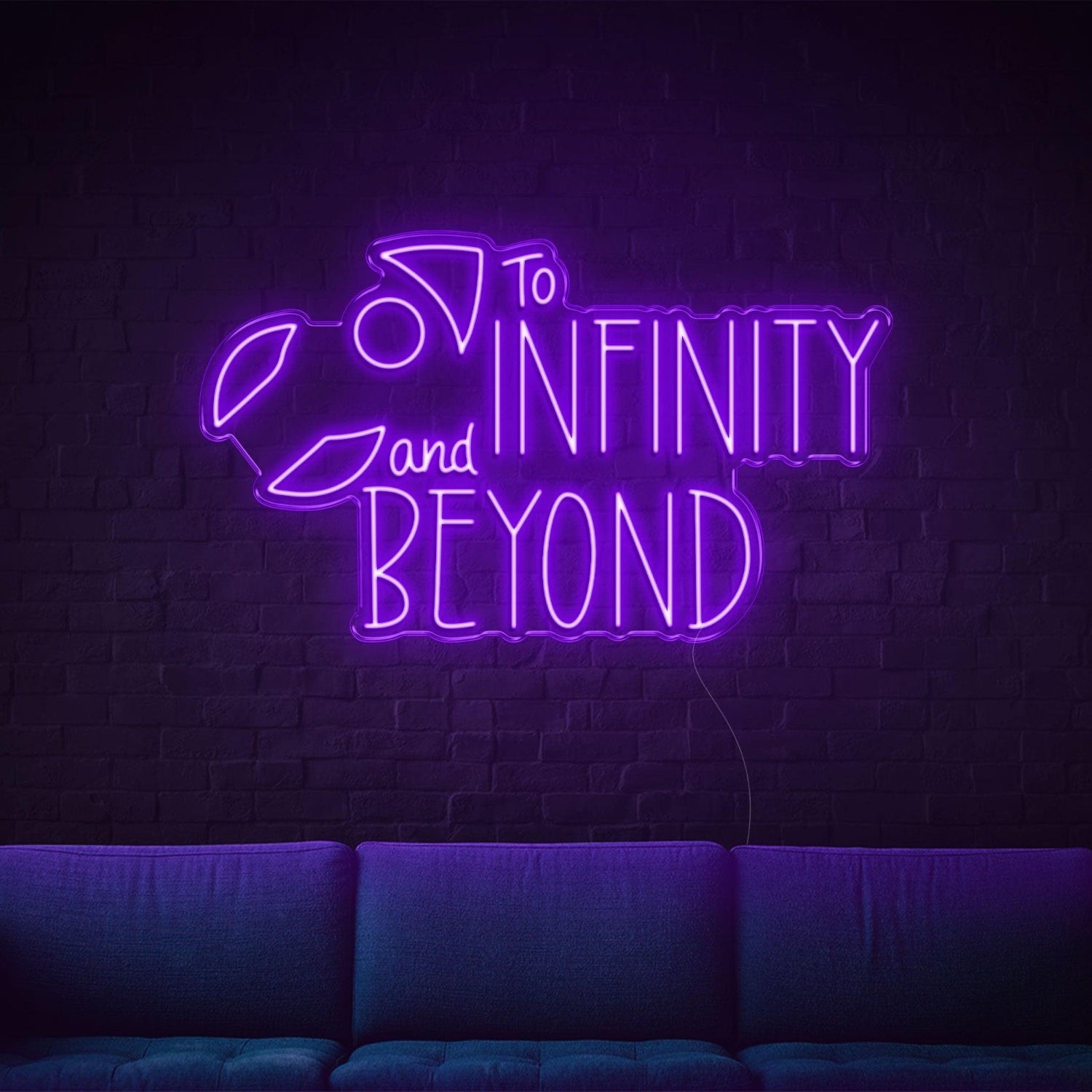 To Infinity And Beyond Blue Led Neon Sign With Spaceship For Modern Indoor Decor | Shineneon