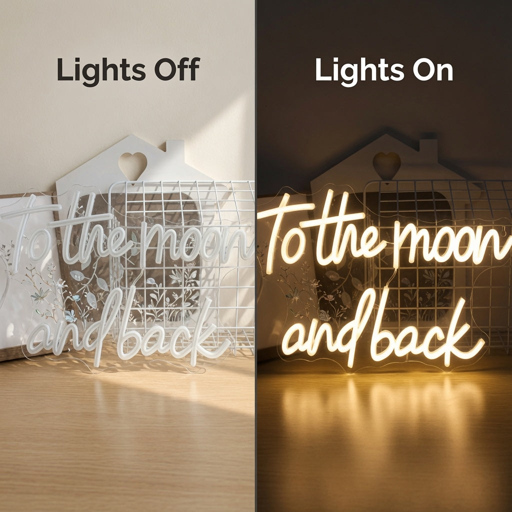 To The Moon And Back LED Neon Sign Wall Neon Sign - 06 Day Night Comparison