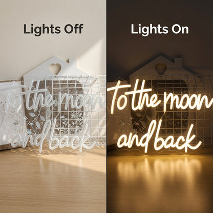 To The Moon And Back LED Neon Sign Wall Neon Sign - 06 Day Night Comparison