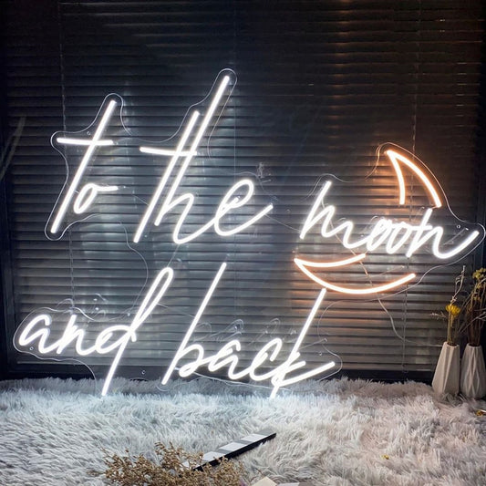 To The Moon And Back Led Sign Business Neon Signs Wall Decor