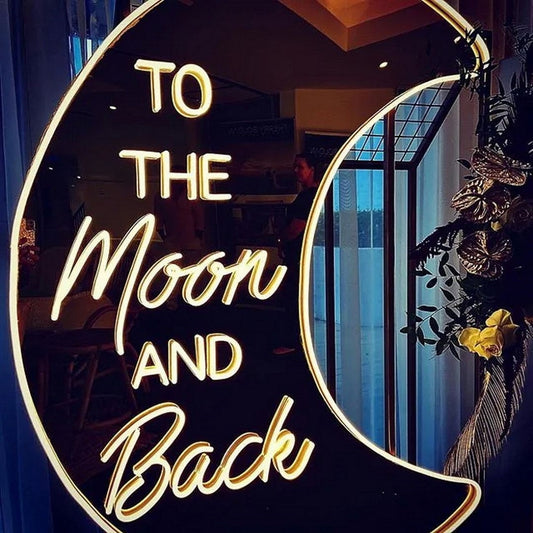 To The Moon And Back Wedding Led Sign Business Neon Signs Wall Art