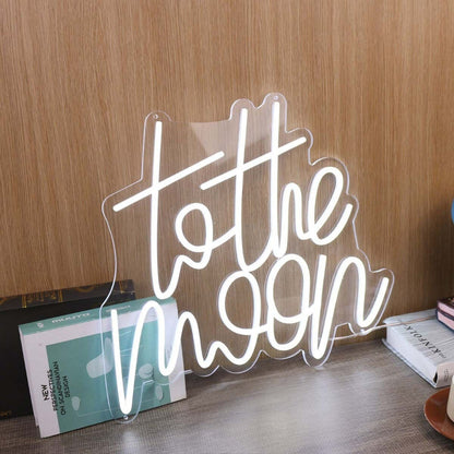 To The Moon White Led Neon Sign - Shineneon