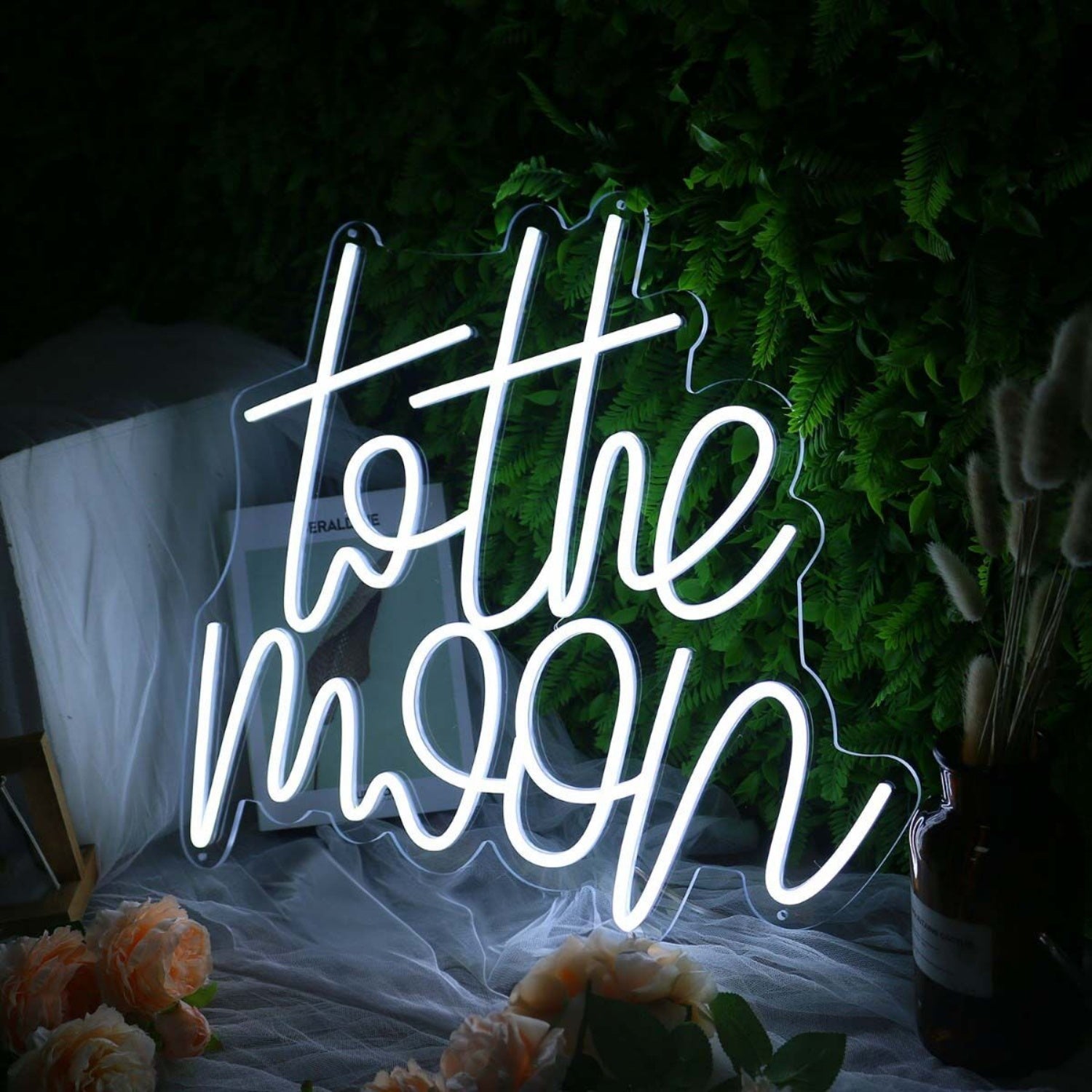 To The Moon White Led Neon Sign - Shineneon