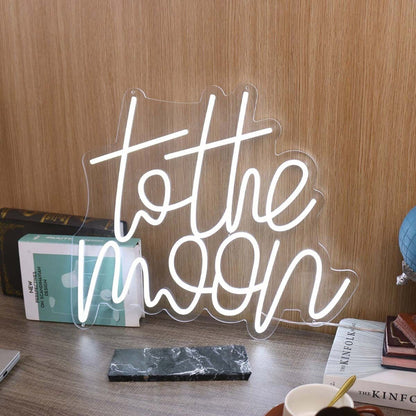 To The Moon White Led Neon Sign - Shineneon