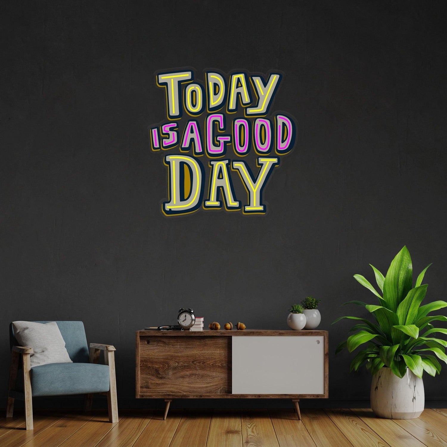 Today Is A Good Day Yellow-Purple Uv Printed Led Neon Sign For Home Decor Wall Art | Shineneon