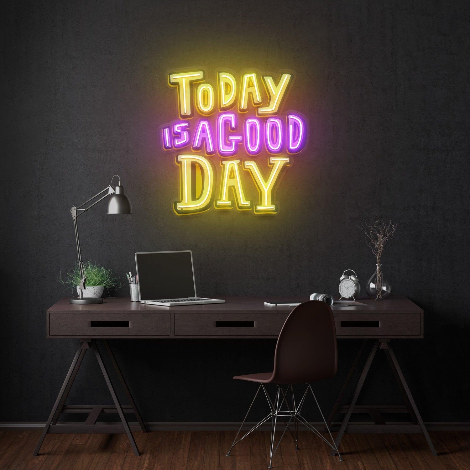 Today Is A Good Day Yellow-Purple Uv Printed Led Neon Sign For Home Decor Wall Art | Shineneon