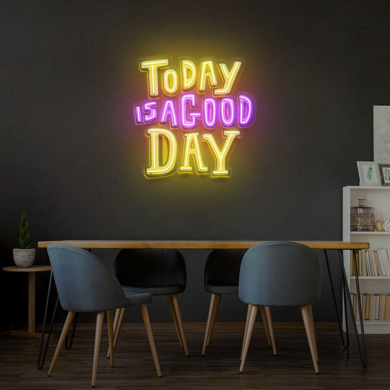 Today Is A Good Day Yellow-Purple Uv Printed Led Neon Sign For Home Decor Wall Art | Shineneon