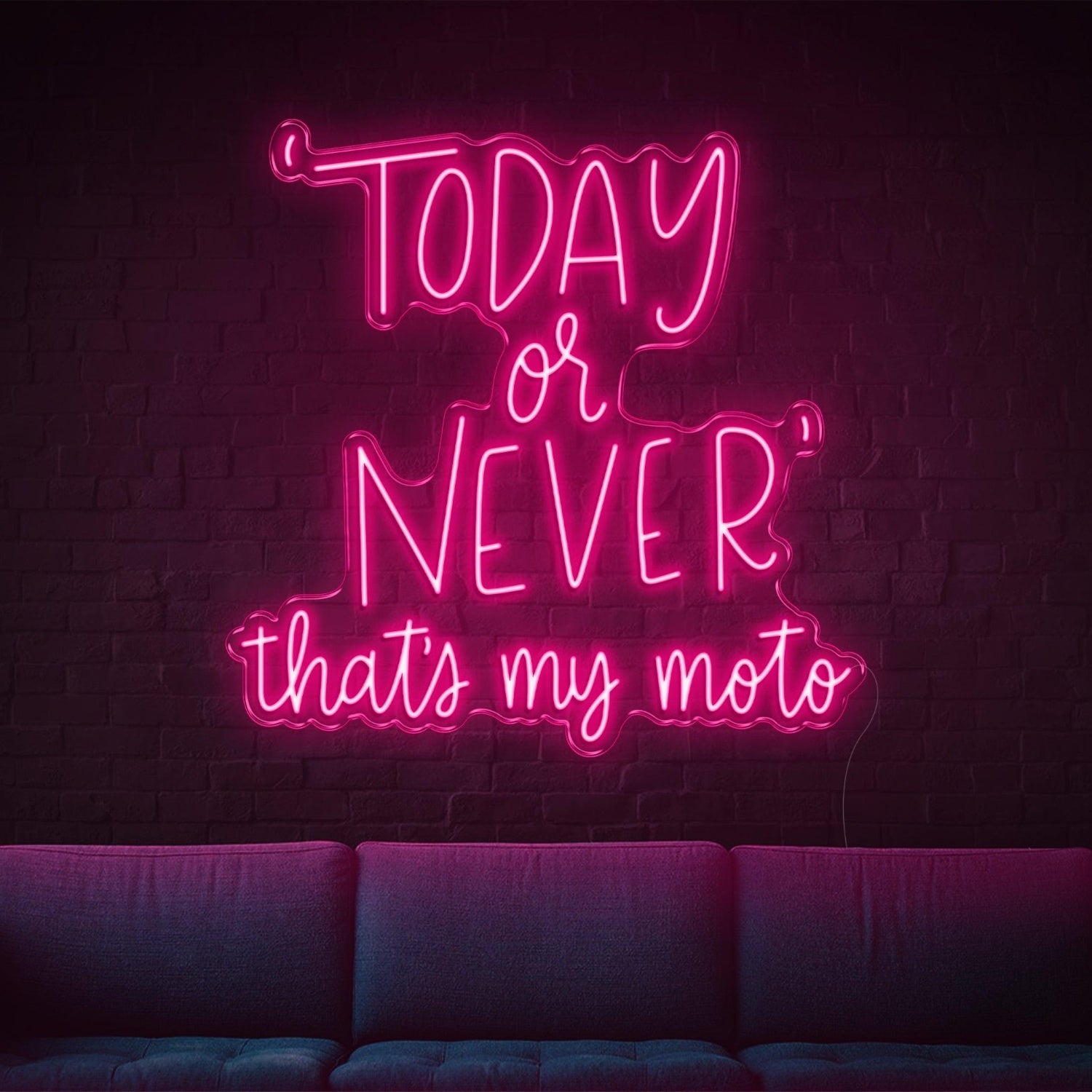 Today Or Never Thats My Moto Yellow Led Neon Sign For Living Room Studio Wall Decor | Shineneon